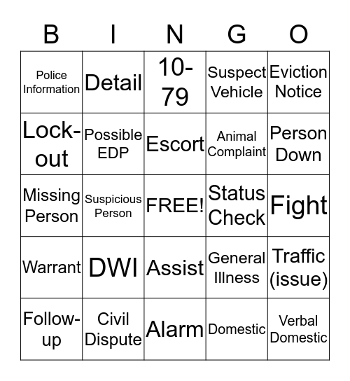 DISPATCHERS Bingo Card