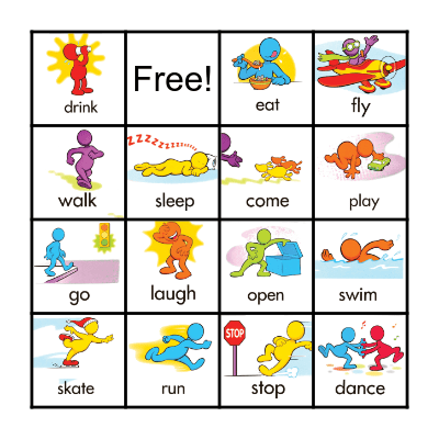 Action Verbs Bingo Card