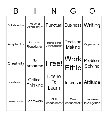 Employability Skills Bingo Card