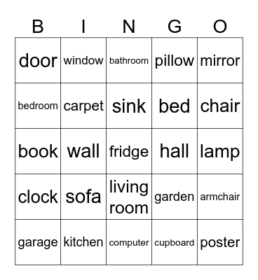 Rooms and furniture Bingo Card