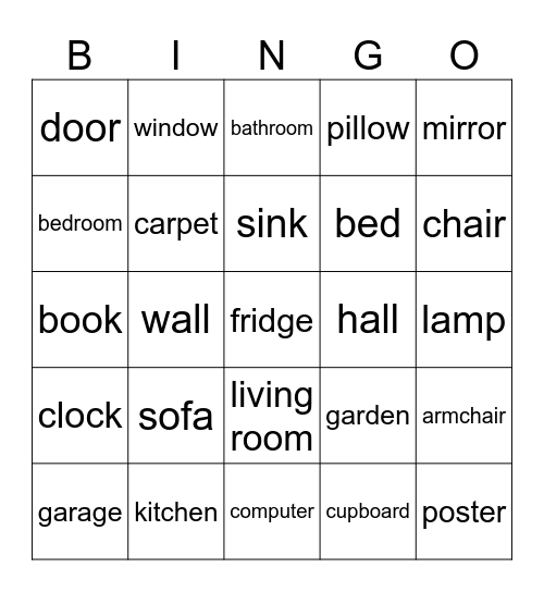 Rooms and furniture Bingo Card