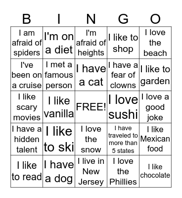 Breast Center Bingo Card