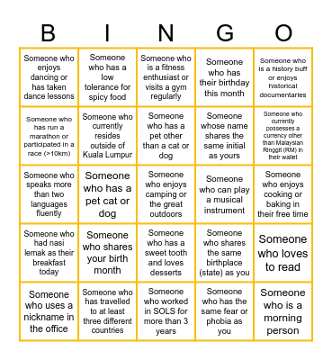 HUMAN BINGO Card