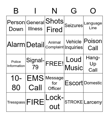 CALL TAKERS Bingo Card