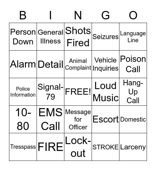 CALL TAKERS Bingo Card