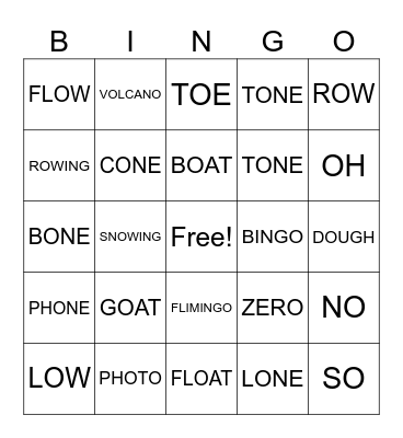 LONG O Bingo Card