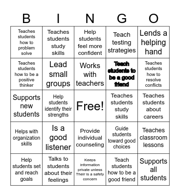 SCHOOL COUNSELOR Bingo Card