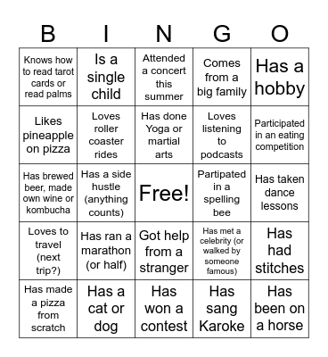 ICE BREAKER BINGO Card