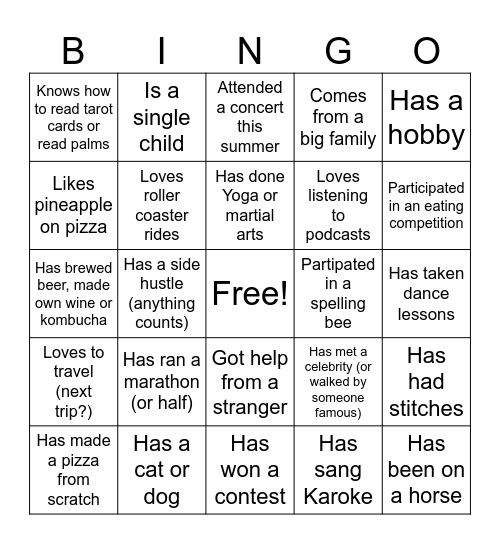 ICE BREAKER BINGO Card