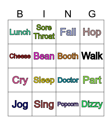 Vocabulary Bingo Card