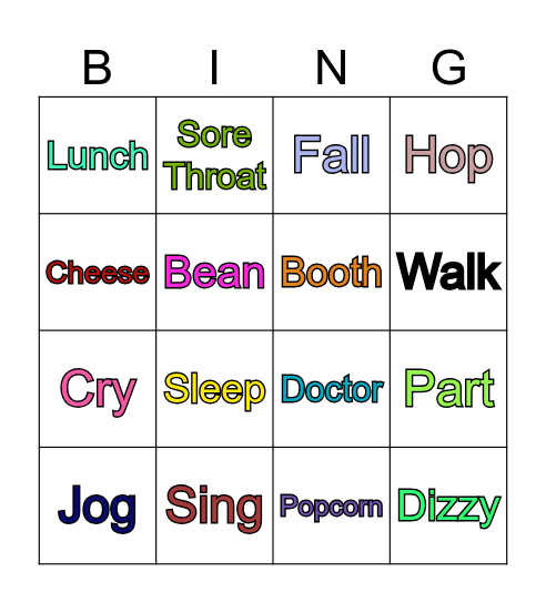 Vocabulary Bingo Card