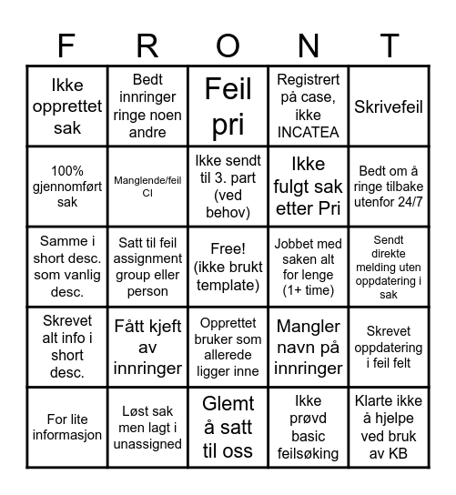 The 24/7 Bingo Card