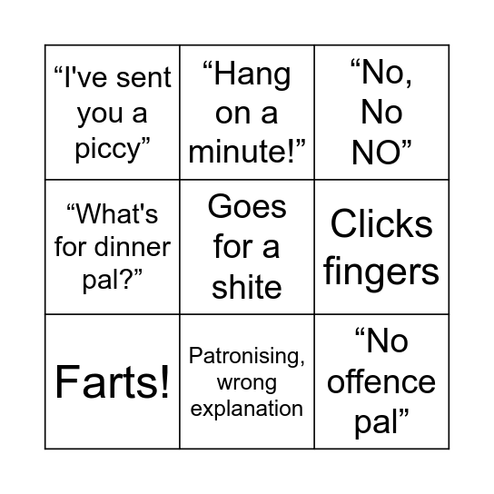 Barry Ramsden Bingo Card