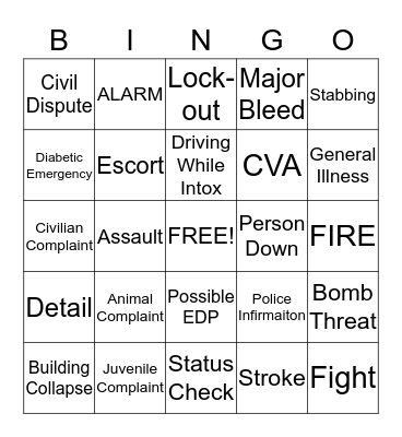 DISPATCHERS Bingo Card