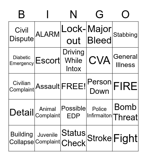 DISPATCHERS Bingo Card