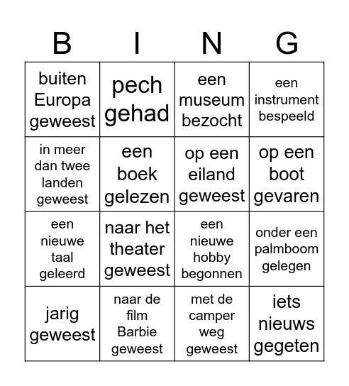 SOPA vakantie BINGO!!! Bingo Card