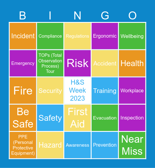 Health & Safety Week 2023 - Bingo Card