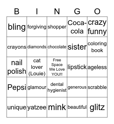 Again....All About Bonnie Bingo Card