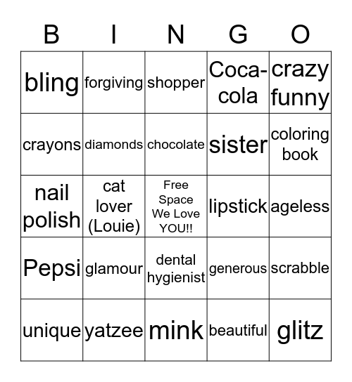 Again....All About Bonnie Bingo Card