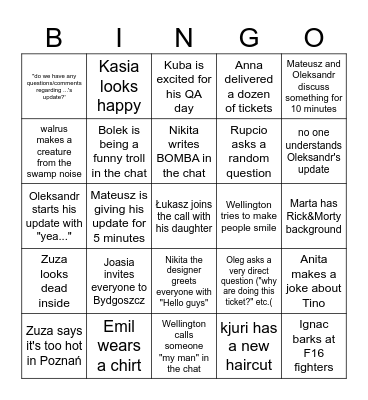 Lemonfrog call Bingo Card