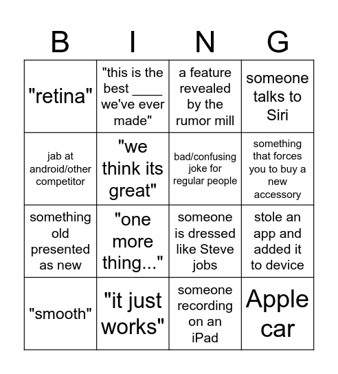 Apple Key Notes! Bingo Card