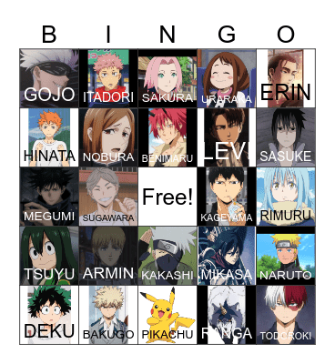 Anime Bingo Card