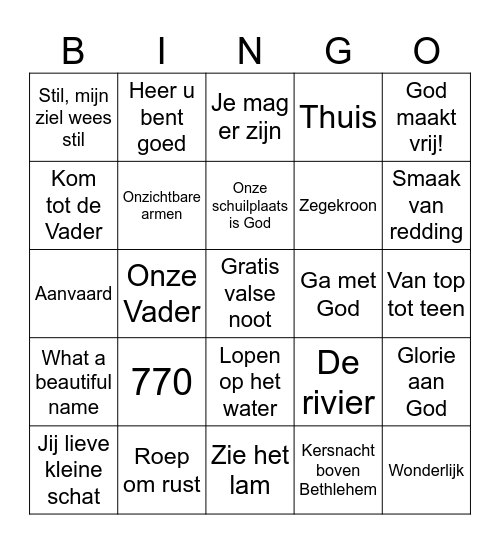 Westerkerk Muziekteam Bingo Card