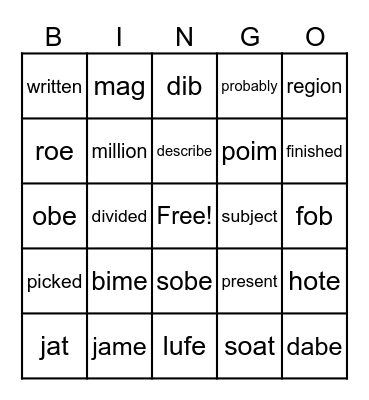 11.1 ~ Pg 1 & 2 Bingo Card