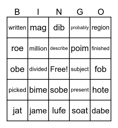 11.1 ~ Pg 1 & 2 Bingo Card