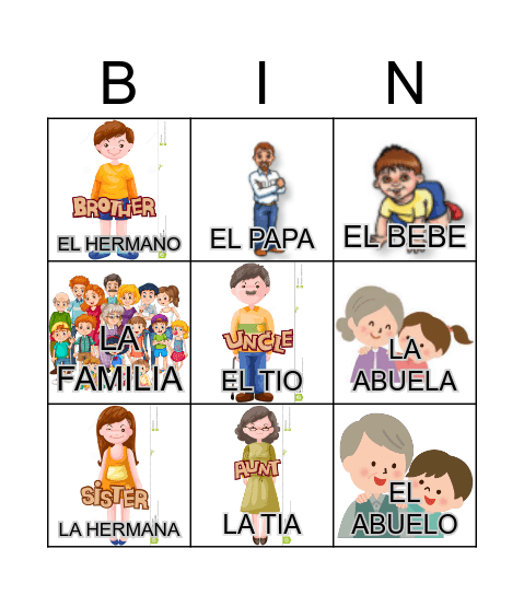 LA FAMILIA Bingo Card