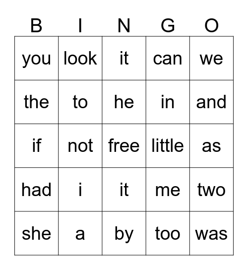 K Bingo #1 Bingo Card