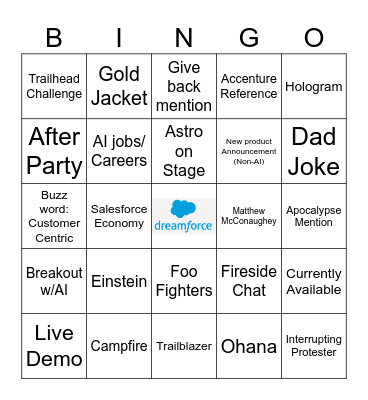 Dreamforce Bingo Card