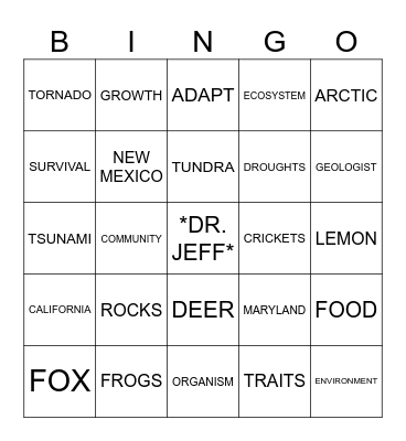 Generation Genius: Competition Bingo Card