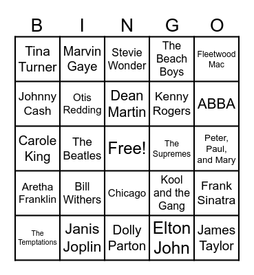Music Bingo! Bingo Card