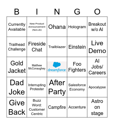 Dreamforce Bingo Card