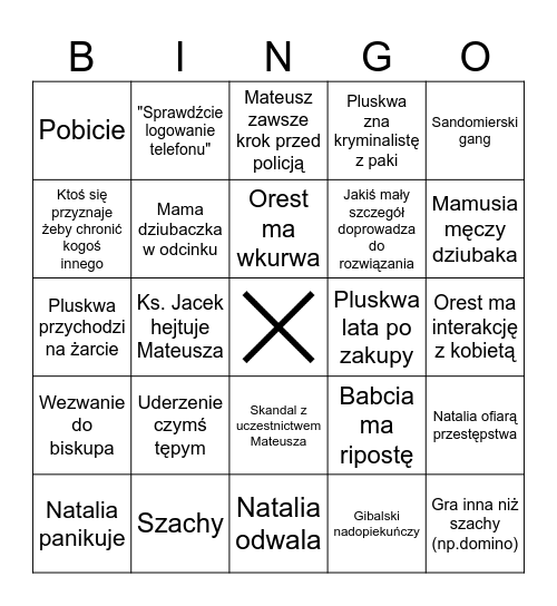 Ojciec Mateusz bingo Card