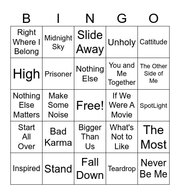 Miley Cyrus - Mix #3 Bingo Card