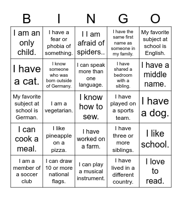 Diversity Bingo Card