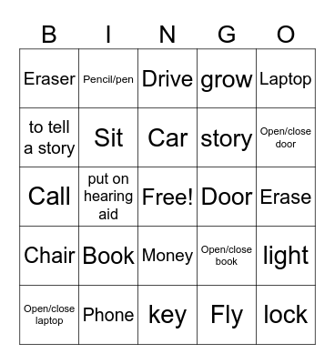 Master ASL Unit 7 Noun Verb BINGO Card