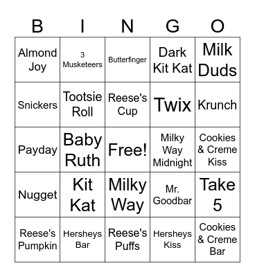 National Chocolate Day Bingo Card