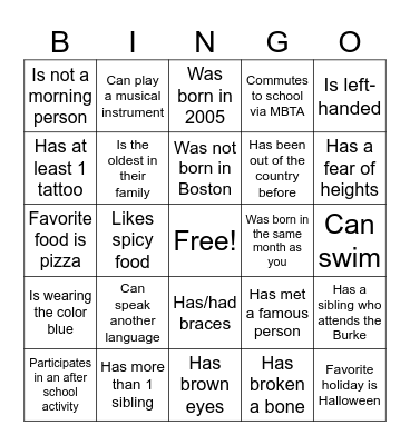 Find Someone Who... Bingo Card