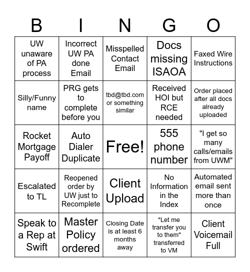 BIG3 BINGO Card