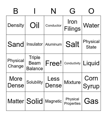 5.5A Matter Bingo Card