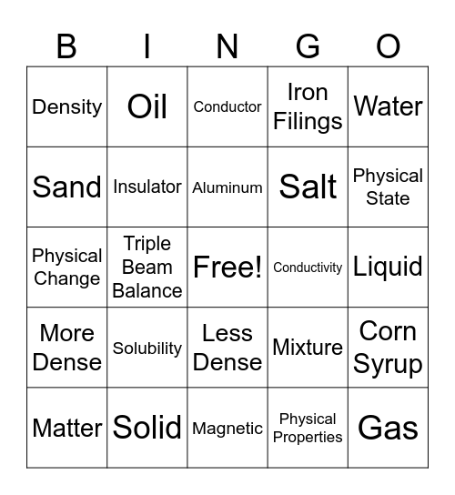 5.5A Matter Bingo Card
