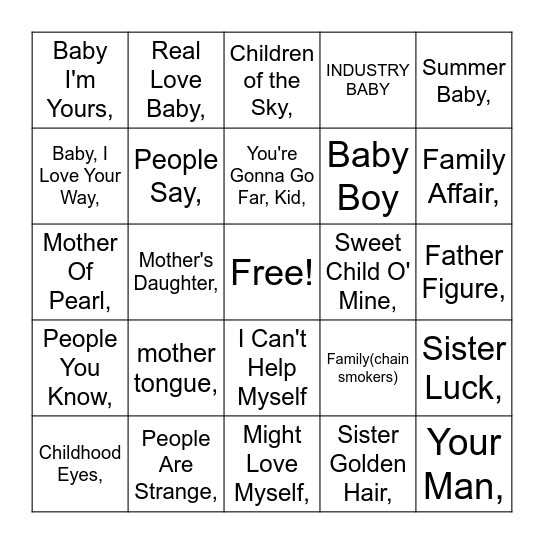 People being People Bingo Card