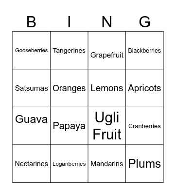 Slimming World With Lesley Fruit Bingo Card