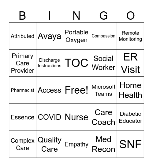 Care Management Week! Bingo Card
