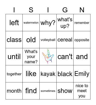 I-SIGN BINGO Card