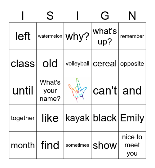 I-SIGN BINGO Card