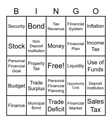 Financial Fundamentals Bingo Card